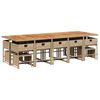 vidaXL 15 Piece Garden Dining Set with Cushions Beige Poly Rattan