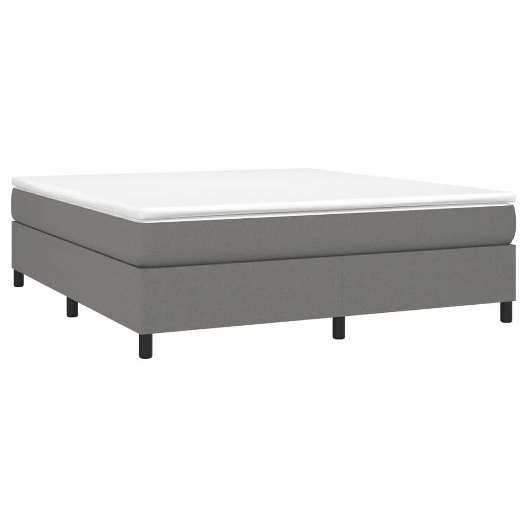 vidaXL Box Spring Bed with Mattress Dark Grey 183x213 cm California King Fabric