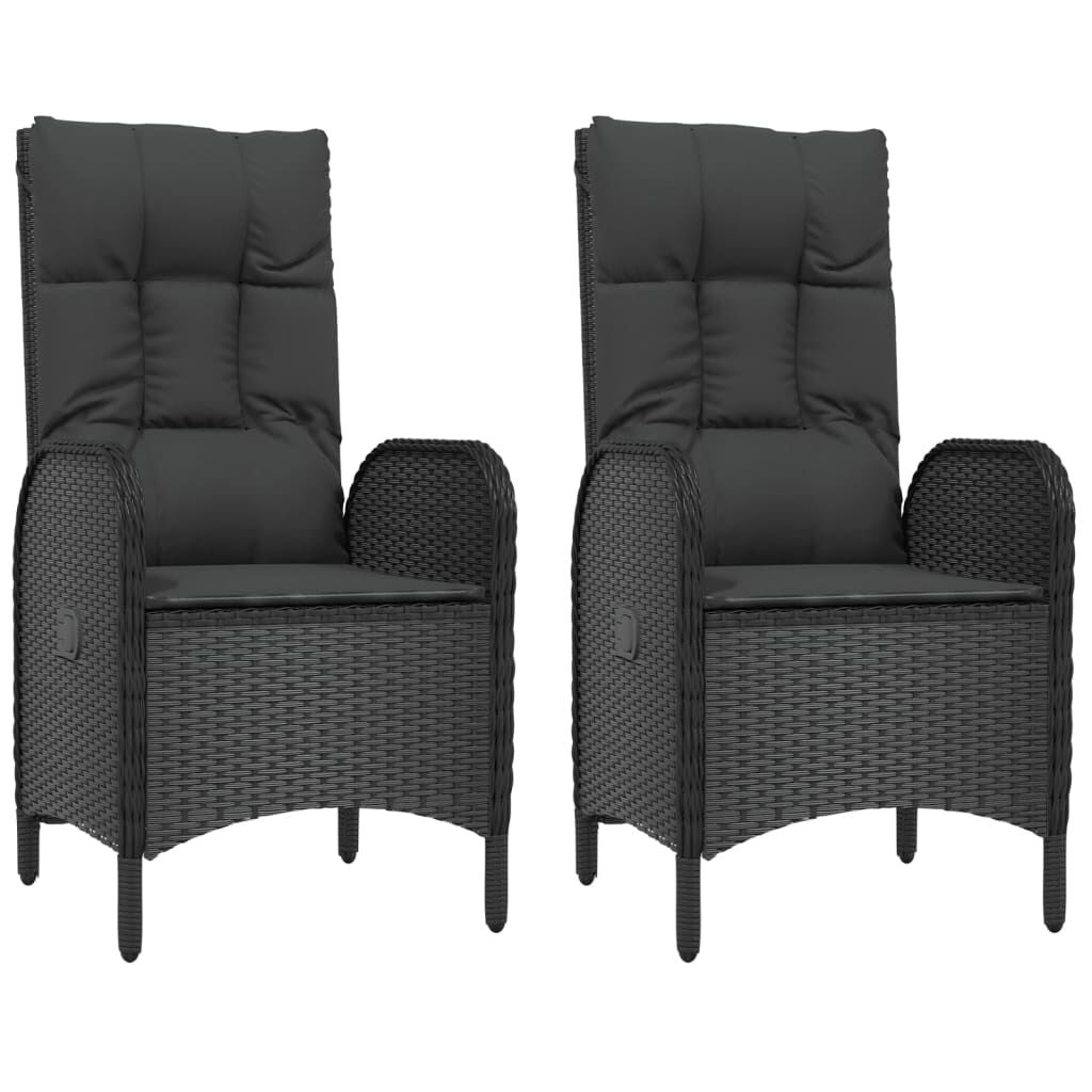 vidaXL 5 Piece Garden Dining Set with Cushions Black Poly Rattan