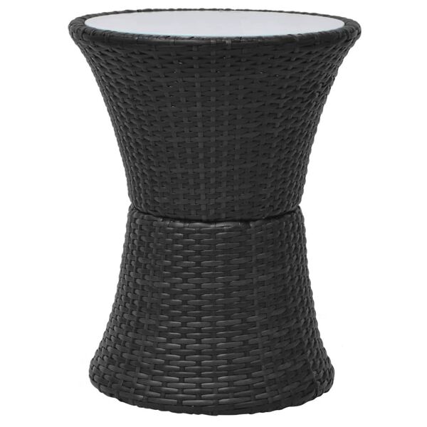 vidaXL 3 Piece Bistro Set with Cushions Poly Rattan Black
