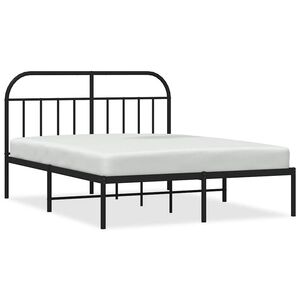 vidaXL Metal Bed Frame without Mattress with Headboard Black 135x190cm