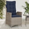 vidaXL Reclining Garden Chair with Cushions Grey Poly Rattan
