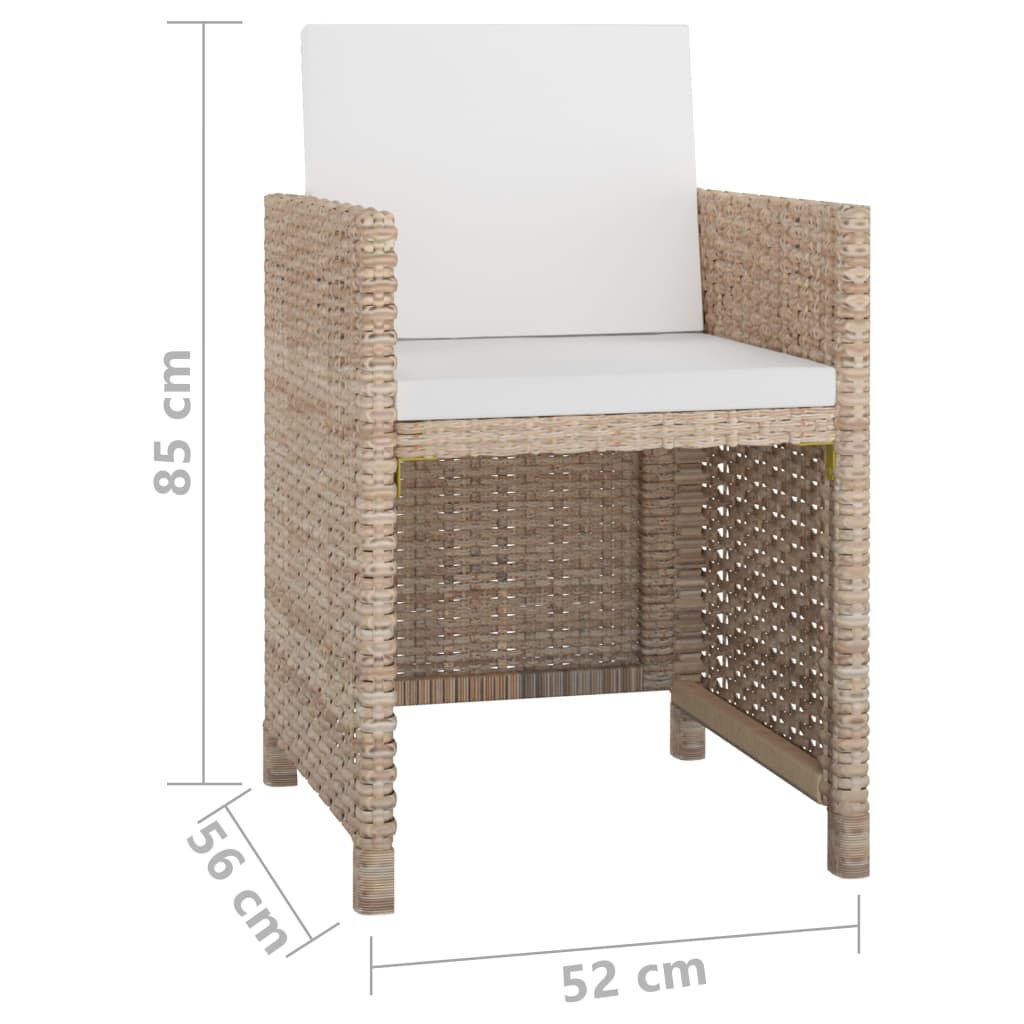 vidaXL 5 Piece Outdoor Dining Set with Cushions Poly Rattan Beige