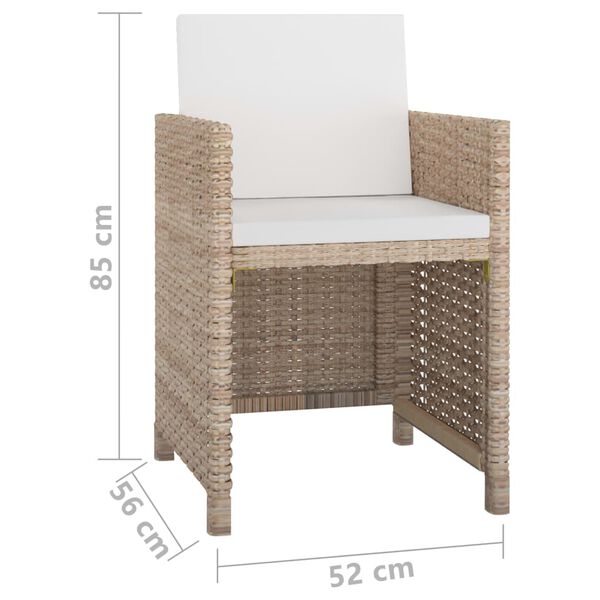 vidaXL 5 Piece Outdoor Dining Set with Cushions Poly Rattan Beige