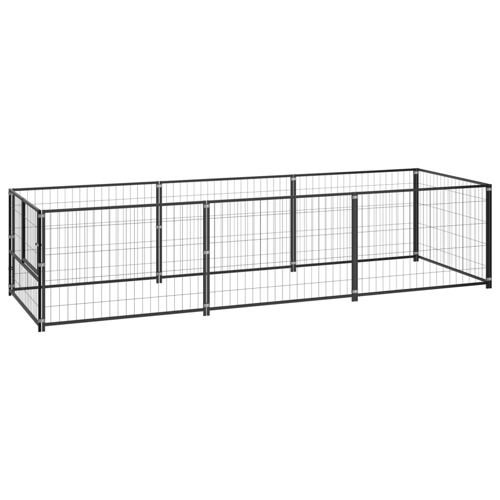 vidaXL Dog Kennel Black 3 m² Steel