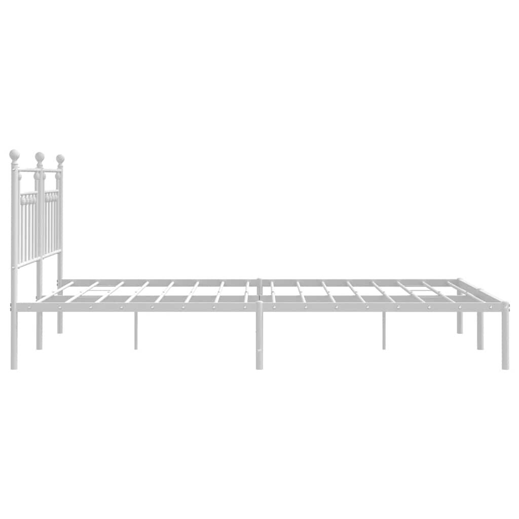 vidaXL Metal Bed Frame without Mattress with Headboard White 183x213cm