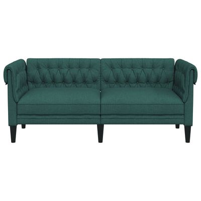 vidaXL Chesterfield Sofa 2-Seater Dark Green Fabric