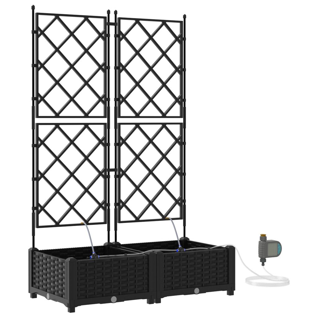 vidaXL Garden Planters Black 80 x 40 x 126 cm Steel