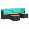 vidaXL 6 Piece Garden Sofa Set with Cushions Black Poly Rattan