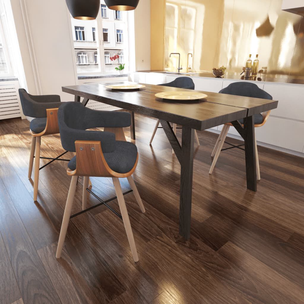 vidaXL Dining Chairs 4 pcs Dark Grey Bent Wood and Fabric