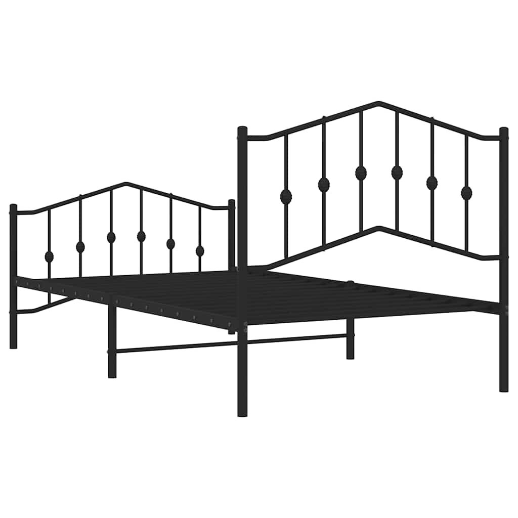 vidaXL Metal Bed Frame without Mattress with Footboard Black 100x190cm