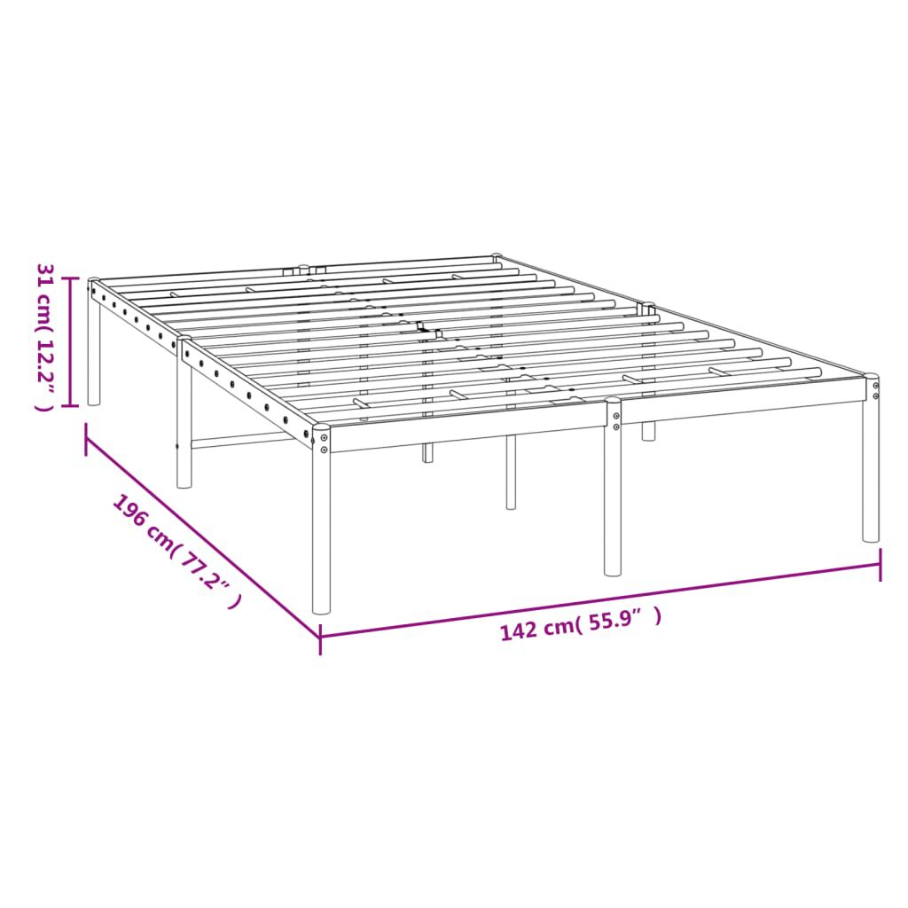 vidaXL Metal Bed Frame without Mattress Black 135x190cm