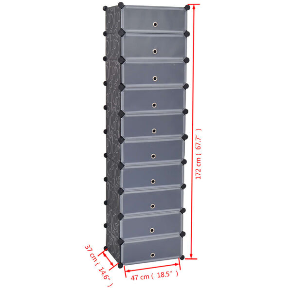 vidaXL Interlocking Shoe Organiser with 10 Compartments Black