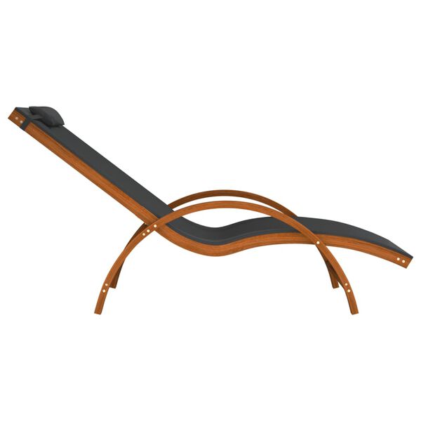 vidaXL Sun Lounger with Pillow Grey Textilene and Solid Wood Poplar