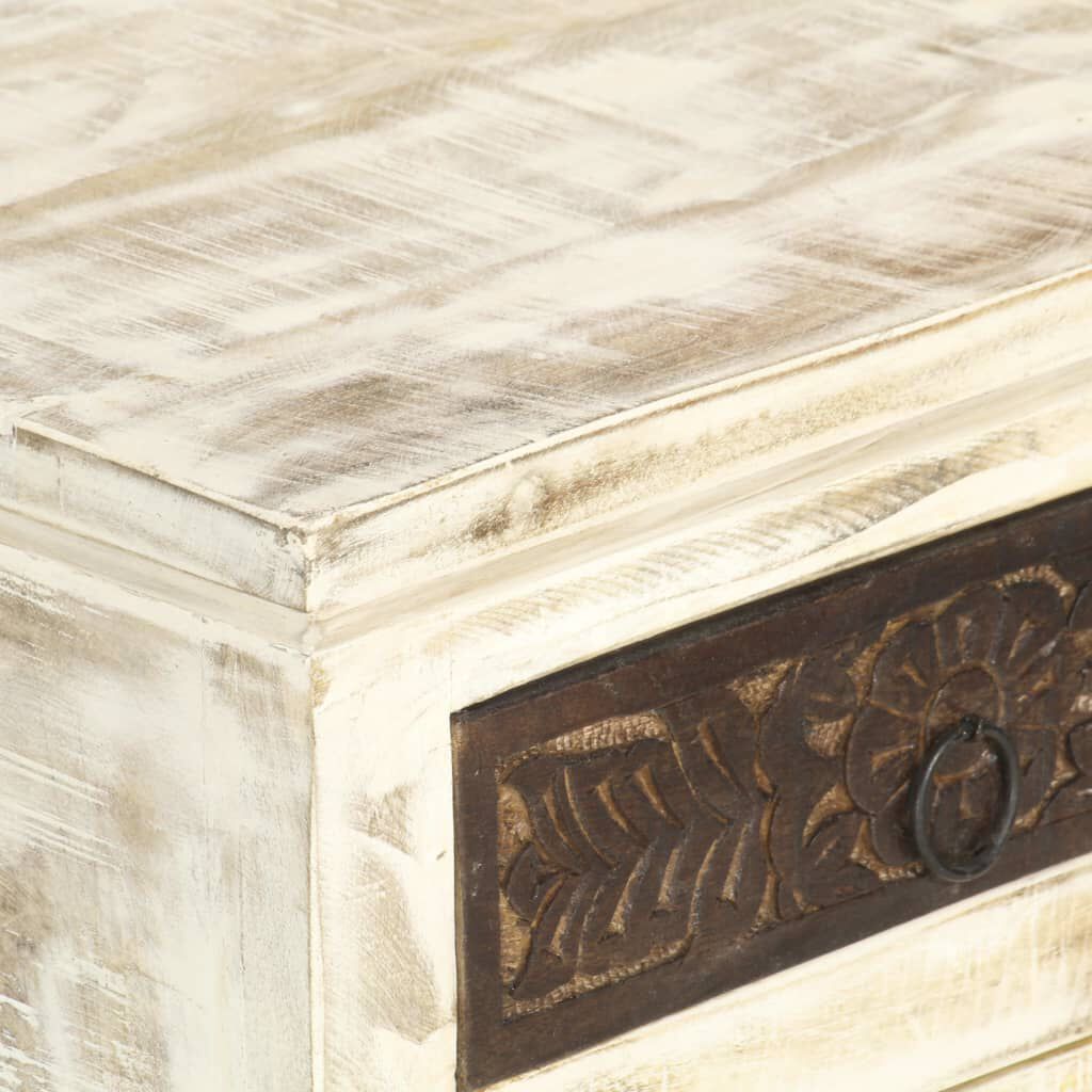 vidaXL Bedside Cabinet White 40x30x50 cm Solid Mango Wood