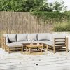 vidaXL 8 Piece Garden Lounge Set with Light Grey Cushions Bamboo