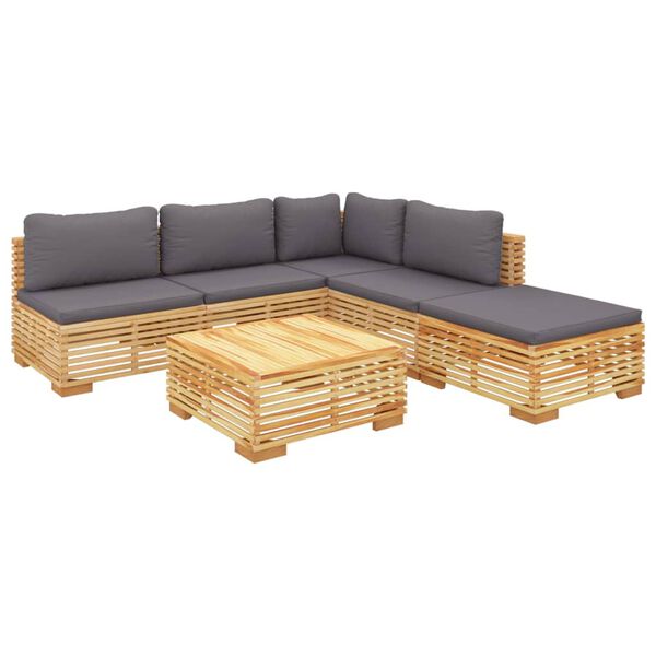 vidaXL 6 Piece Garden Lounge Set with Cushions Solid Teak Wood