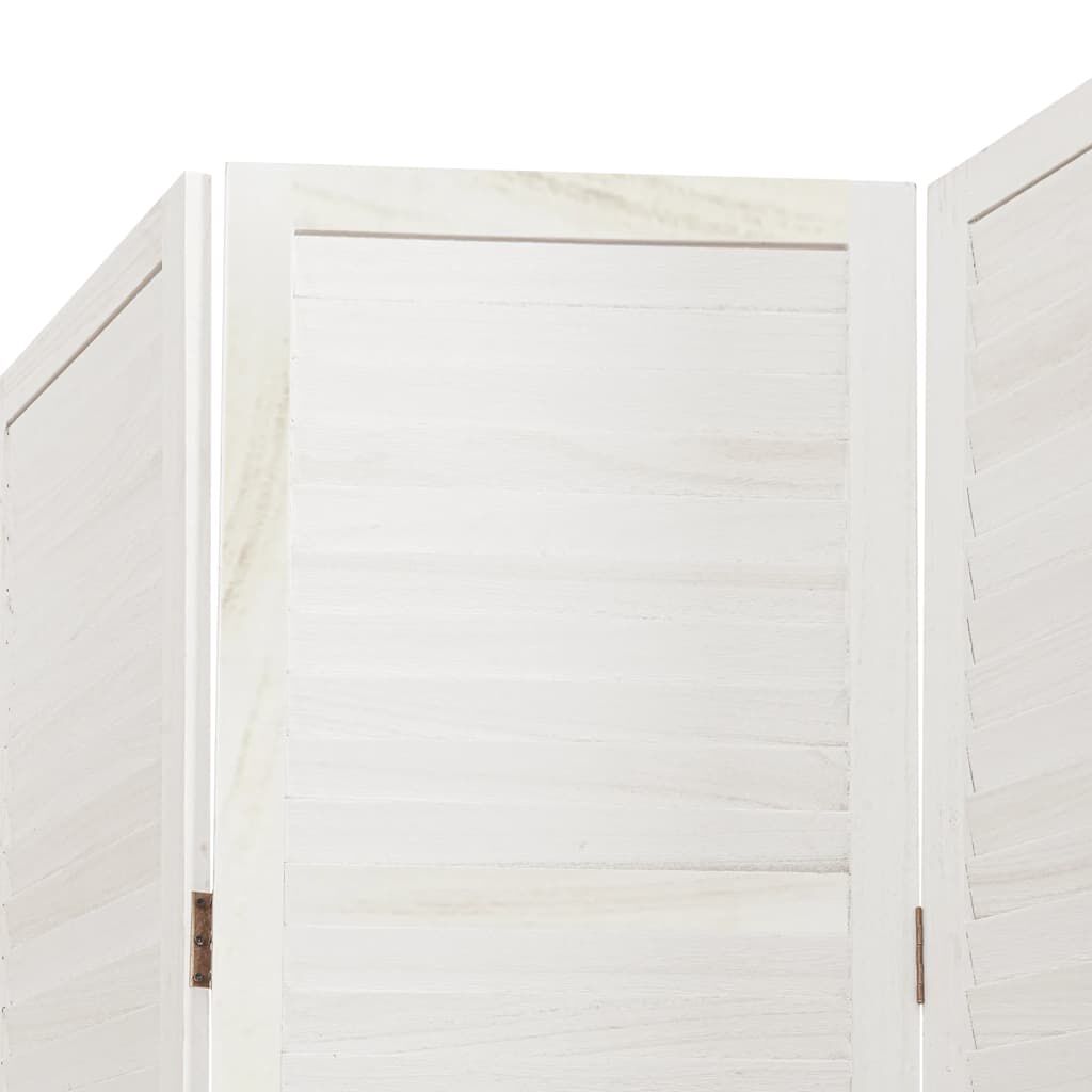 vidaXL Room Divider 5 Panels White Solid Wood Paulownia