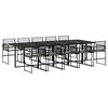 vidaXL 11 Piece Garden Dining Set with Cushions Black Poly Rattan