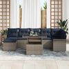 vidaXL Garden Sofa Set with Cushion 8 pcs Grey Poly rattan