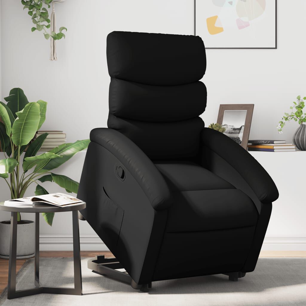 vidaXL Stand up Recliner Chair Black Faux Leather