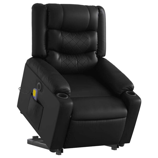 vidaXL Electric Stand up Massage Recliner Chair Black Faux Leather