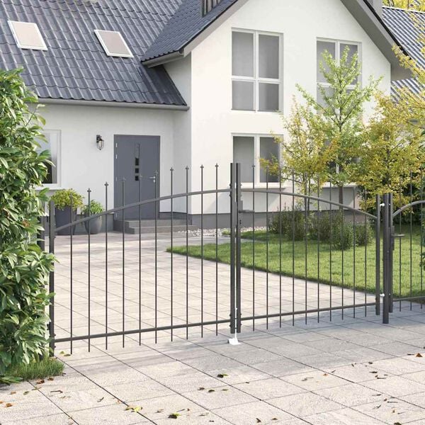 vidaXL Garden Gate with Lock Grey 125 x 300 cm Steel