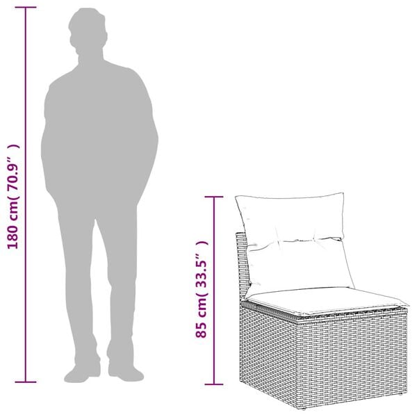 vidaXL 2 Piece Garden Sofa Set with Cushions Grey Poly Rattan Acacia