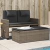 vidaXL Reclining Garden Bench with Cushions Grey Poly Rattan