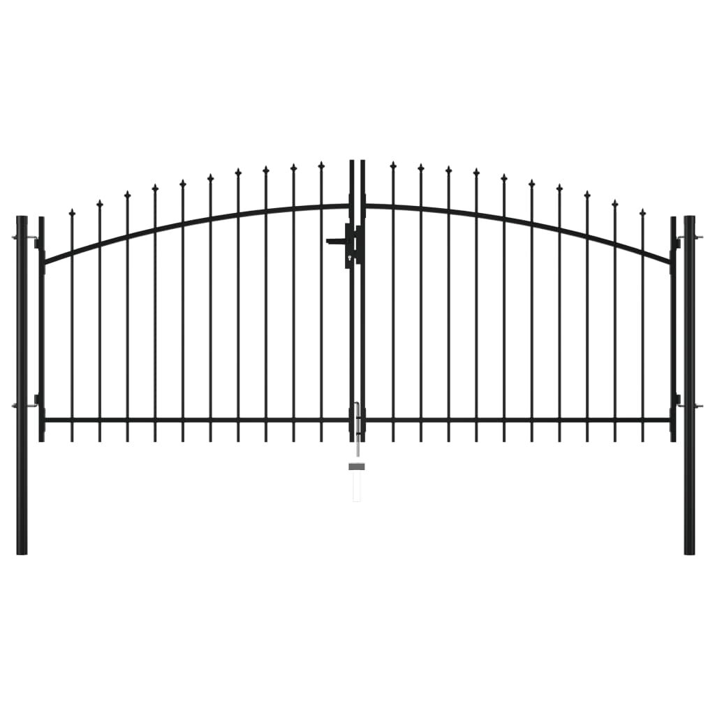 vidaXL Double Door Fence Gate with Spear Top 300x150 cm