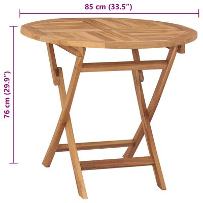 vidaXL Folding Garden Table 85x76 cm Solid Teak Wood