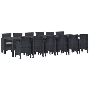 vidaXL Garden Dining Set 13 pcs Anthracite Polt rattan