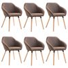 vidaXL Dining Chairs 6 pcs Brown Fabric