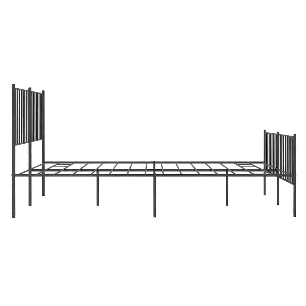 vidaXL Metal Bed Frame without Mattress with Footboard Black 135x190cm