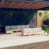 vidaXL 11 Piece Garden Lounge Set with Grey Cushions Pinewood