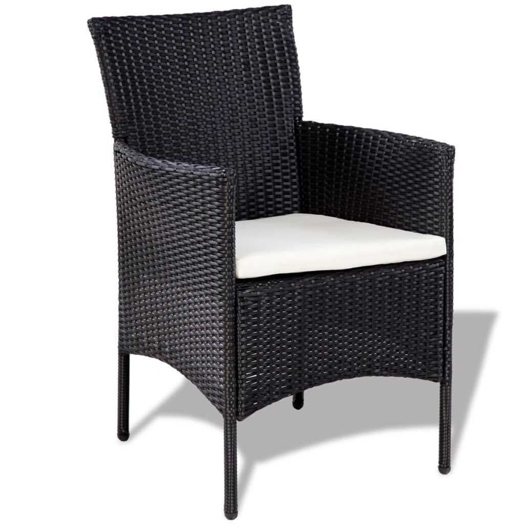 vidaXL 4 Piece Garden lounge Set with Cushions Poly Rattan Black