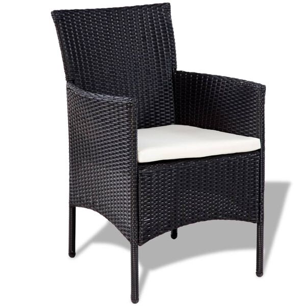 vidaXL 4 Piece Garden lounge Set with Cushions Poly Rattan Black