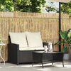 vidaXL Garden Sofa 2-Seater with Cushions&Table Black Poly Rattan