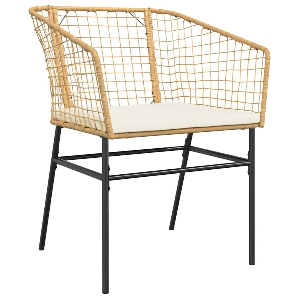 vidaXL 3 Piece Garden Dining Set with Cushions Brown Poly Rattan Glass