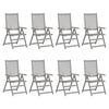 vidaXL Garden Reclining Chairs with Cushions 8 pcs Grey Wood Acacia