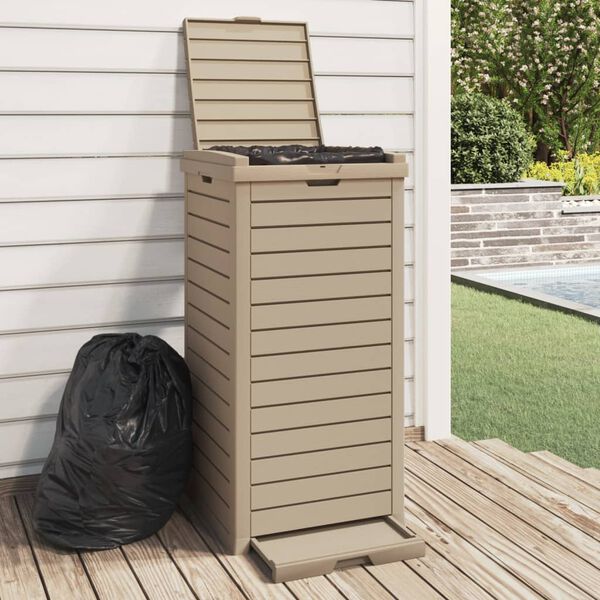 vidaXL Outdoor Garbage Bin Light Brown 41x41x86 cm Polypropylene