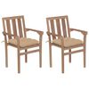 vidaXL Garden Chairs 2 pcs with Beige Cushions Solid Teak Wood
