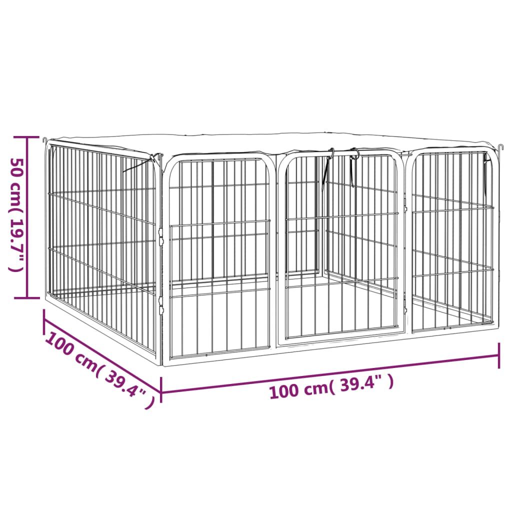 vidaXL Dog Playpen 4 Panels Black 100x50 cm Powder-coated Steel