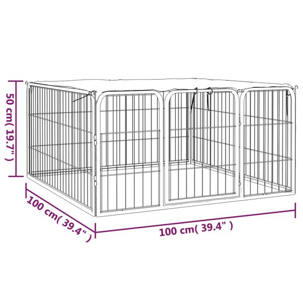 vidaXL Dog Playpen 4 Panels Black 100x50 cm Powder-coated Steel