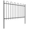 vidaXL Garden Fence with Hoop Top Steel 181x120 cm Black