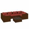 vidaXL 7 Piece Garden Lounge Set with Cushions Poly Rattan Brown