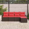 vidaXL Sofa Set with Cushion Brown Poly Rattan