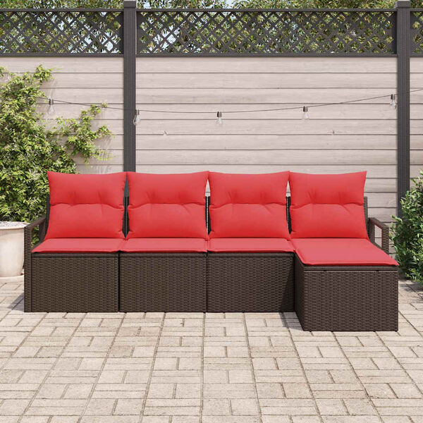 vidaXL Sofa Set with Cushion Brown Poly Rattan