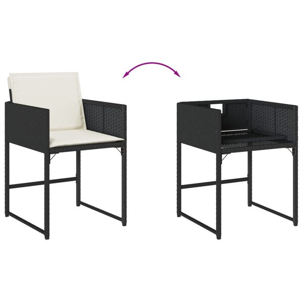 vidaXL 11 Piece Garden Dining Set with Cushions Black Poly Rattan