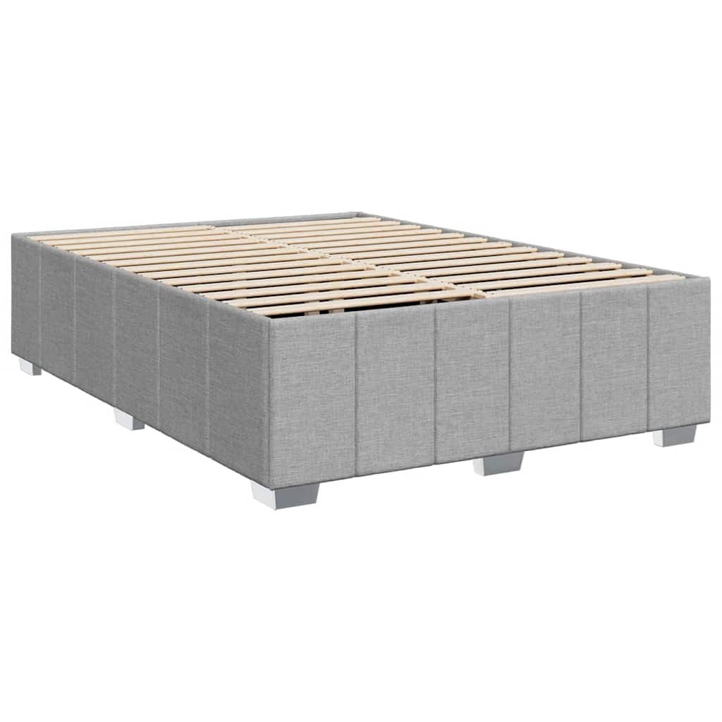 vidaXL Bed Frame without Mattress Light Grey Queen Fabric